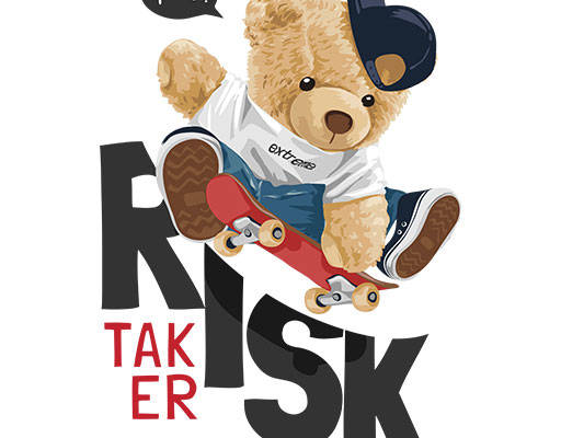 手绘卡通小熊滑板小熊矢量英文字母矢量可爱卡通公仔