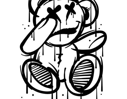 涂鸦卡通矢量手绘卡通小熊喷溅线条小熊矢量