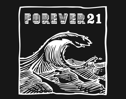 卡通海浪图案手绘 海浪浪花图案手绘海洋印花素材FFFFOREVER21印花英文字母
