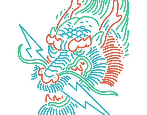 卡通龙头图案手绘龙头彩色龙头像手绘龙线条