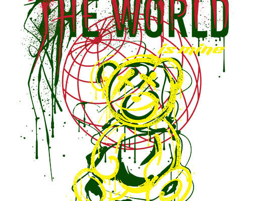 卡通小熊矢量涂鸦卡通图案手写英文字母涂鸦英文字母喷溅文字