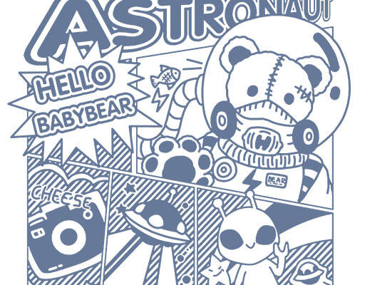 连环漫画图案卡通图案手绘卡通动物英文字母线条图案外星人