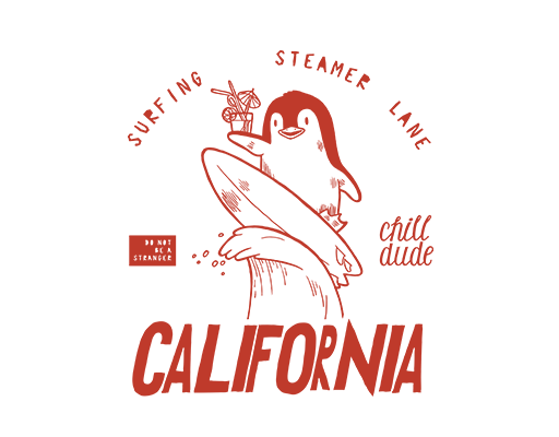 卡通企鹅印花素材冲浪的企鹅卡通英文字母简笔企鹅男装动物印花素材