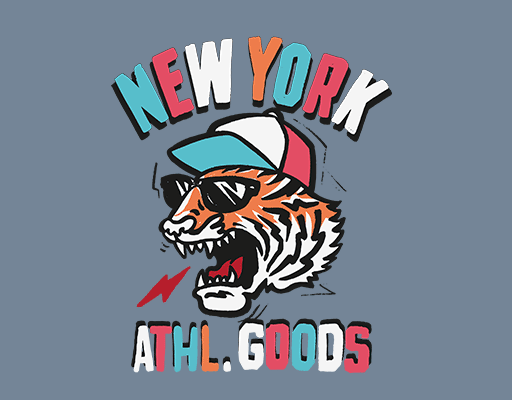 卡通老虎头像彩色英文字母印花素材戴墨镜的老虎戴帽子的老虎NEW YORK印花素材