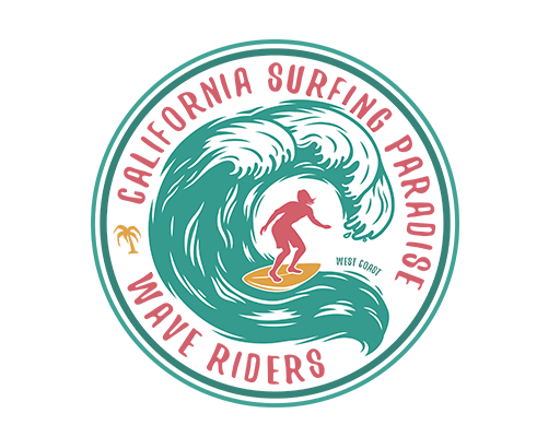 卡通海浪图案卡通英文字母图案圆形图案男装冲浪图案男装印花素材徽章图案