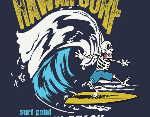 冲浪的骷髅头矢量海浪矢量破碎英文字母矢量