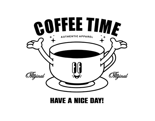 卡通杯子图案手绘咖啡杯男装卡通印花素材可爱卡通男装T恤印花素材