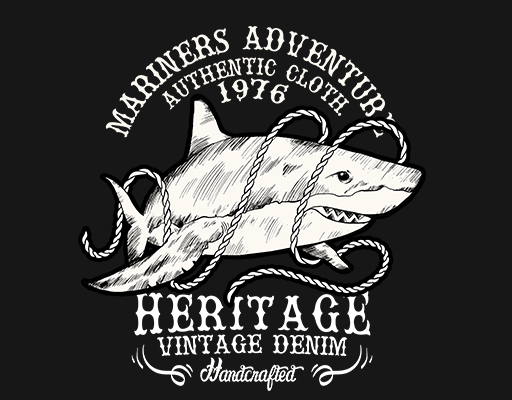 卡通鲨鱼图案是手绘鲨鱼海洋动物图案鲸鱼图案男装印花素材海洋生物绳子图案