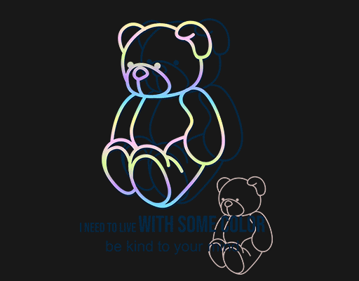 手绘小熊图案小熊线条图案卡通小熊彩色熊线条男装烫画素材线条小熊男装印花素材