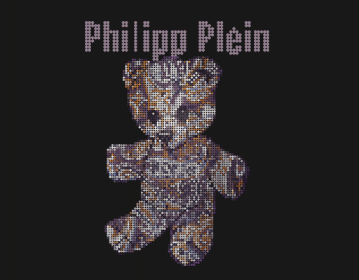 卡通小熊图案马赛克小熊珠片小熊彩色小熊网点小熊印花素材男装印花图案