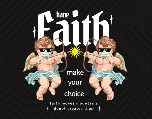 卡通天使图案手绘卡通男孩射箭人物图案卡通英文字母图案男装印花图案卡通男孩