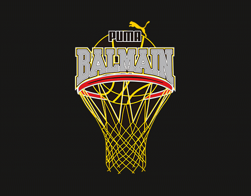 卡通篮筐图案PUMA英文字母篮球印花素材男装印花图案