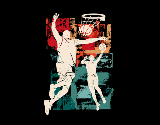 打篮球人物剪影涂鸦卡通人物破碎背景图案男装印花素材