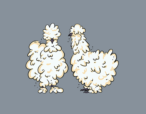 卡通鸡图案手绘卡通动物鸡男装印花素材两只鸡两只母鸡图案