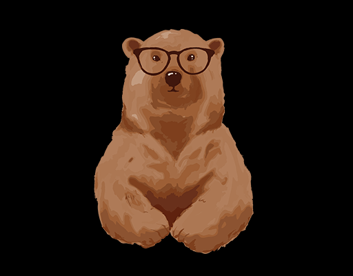 卡通熊图案戴眼镜的小熊可爱卡通动物小熊头像棕色熊