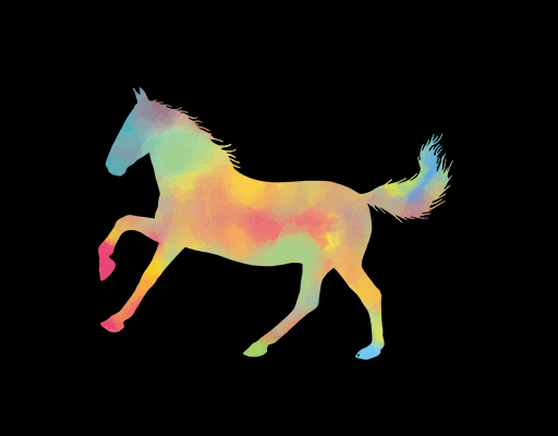 卡通马图案彩色马剪影图案喷溅卡通动物烫画素材