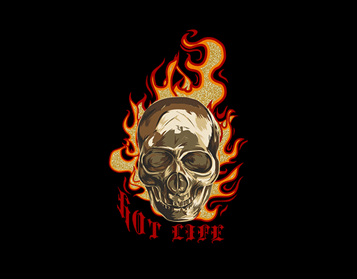 卡通骷髅头图案金色骷髅头火焰骷髅头男装印花图案T恤卫衣图案