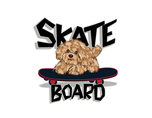 卡通小狗图案手绘小狗立体英文字母滑板小熊卡通男装印花图案