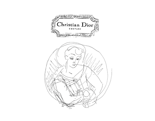 卡通人物图案手绘女孩卡通英文字母涂鸦人物线条印花素材