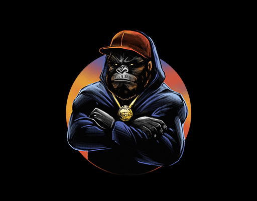 卡通大猩猩图案手绘卡通动物戴帽子大猩猩猴子图案男装印花图案