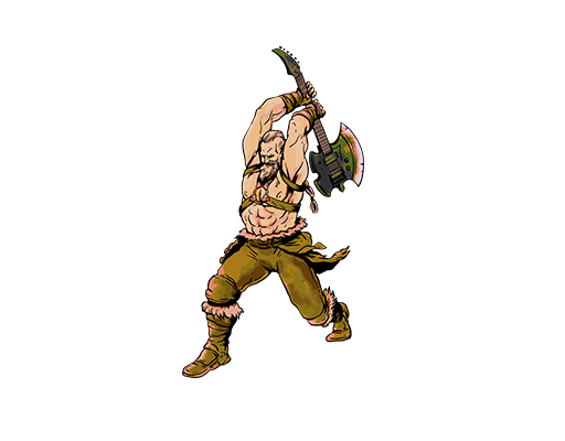 卡通人物图案手绘男人拿斧头的男人游戏人物男装印花素材