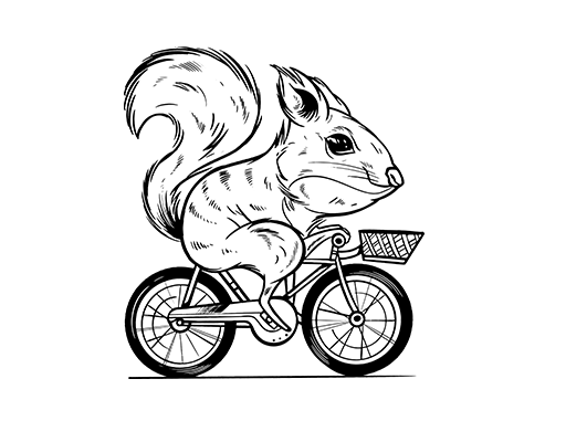 卡通松鼠图案骑自行车的松鼠简笔卡通动物男装T恤印花素材