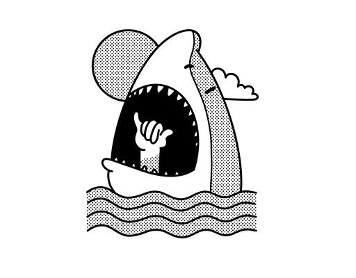 卡通鲨鱼图案手绘卡通动物简笔鲨鱼头像男装卡通印花图案