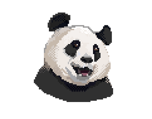 卡通熊猫头像马赛克熊猫可爱卡通动物男装印花图案T恤图案