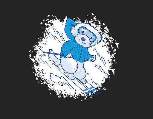 卡通滑雪小狗手绘小狗卡通动物图案简笔卡通男装印花图案