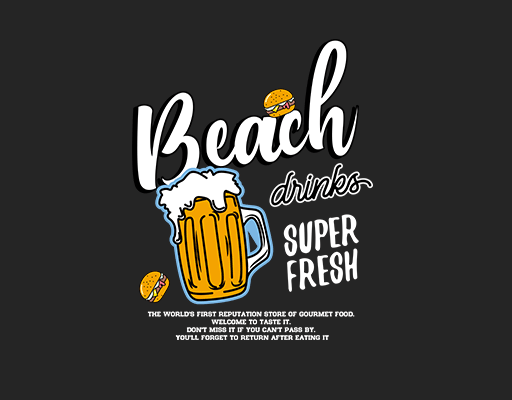 卡通啤酒图案手写英文字母男装印花素材简约英文字母图案啤酒杯子