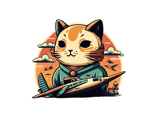 卡通猫咪头像简笔卡通动物飞机图案卡通太阳男装印花素材