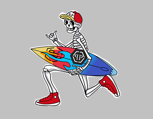 卡通骷髅头图案冲浪骷髅男装印花图案简笔卡通骷髅T恤图案