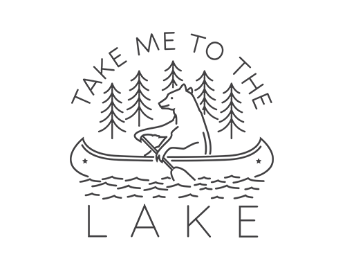 划船的小熊卡通动物树木线条文字线条图案男装T恤图案划船的熊