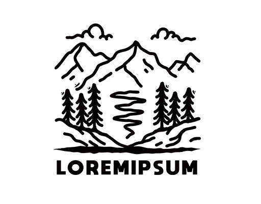 卡通山峰图案卡通树木山线条图案简约英文字母T恤印花图案