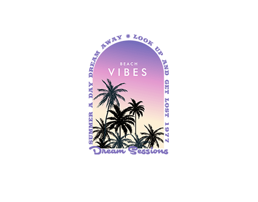 卡通椰子树图案变形英文字母简约树木剪影图案男装印花素材