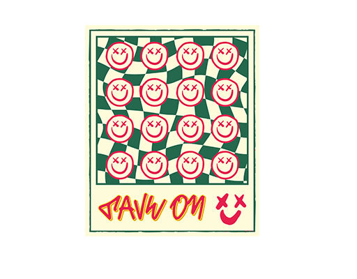 微笑表情图案手写英文字母棋盘格表情图案男装印花图案