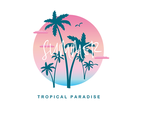 夏日风景图案椰子树图案手绘椰子树男装夏季印花图案