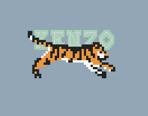 卡通老虎图案马赛克老虎马赛克英文字母男装印花素材