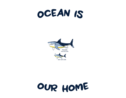 卡通鲨鱼图案手绘鲨鱼海洋生物图案T恤卫衣印花素材