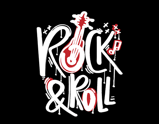 涂鸦英文字母卡通吉他男装英文字母印花素材T恤卫衣印花素材