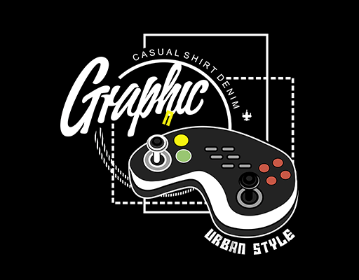 卡通游戏手柄图案简约英文字母手写英文字母男装印花素材