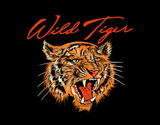 卡通老虎头像简笔卡通动物手写英文字母怒吼的老虎男装印花素材