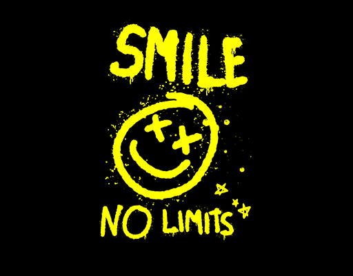 微笑表情图案手写英文字母卡通表情T恤卫衣印花素材