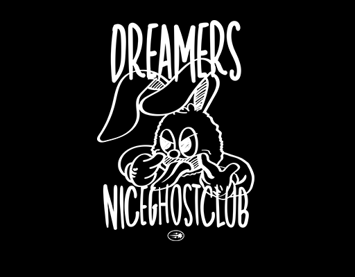 卡通兔子头像简笔卡通动物手写英文字母T恤印花素材