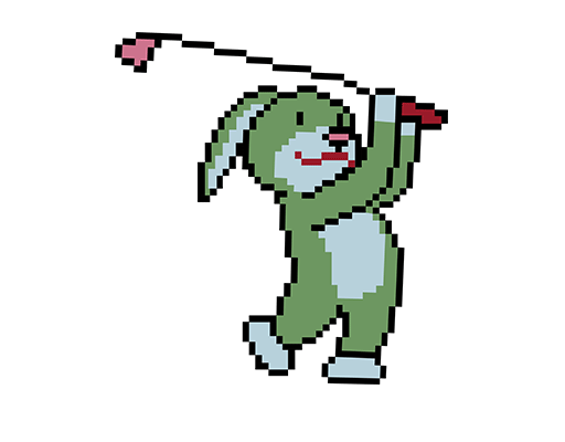 卡通兔子图案马赛克兔子打高尔夫的兔子简笔卡通动物印花素材