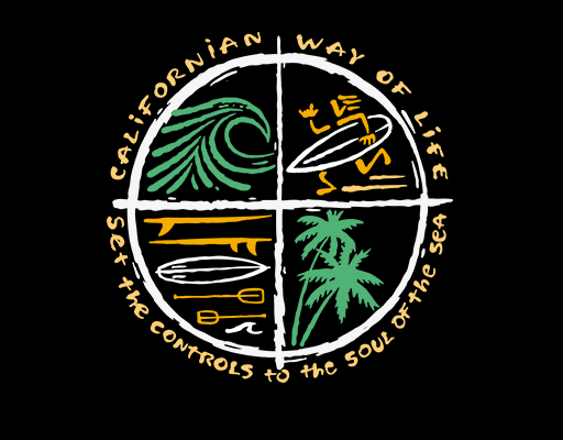 圆形英文字母夏日风景图案手写英文字母T恤卫衣印花素材