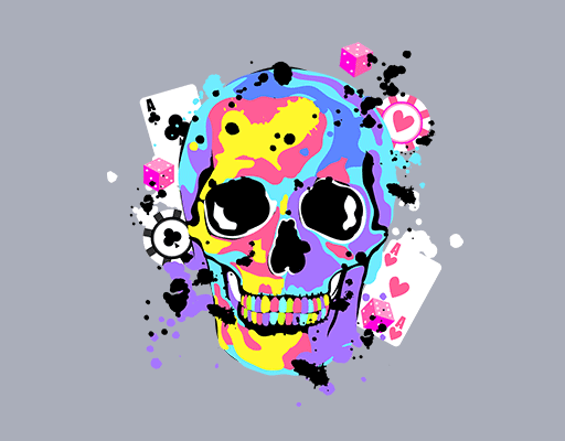 卡通骷髅头像涂鸦骷髅头简笔卡通骷髅印花素材