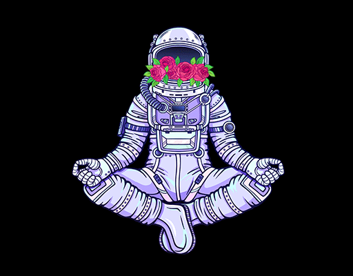 卡通人物图案宇航员图案手绘宇航员打坐宇航员印花素材