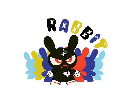 卡通兔子图案手绘彩色图案简笔卡通动物卡通英文字母印花素材