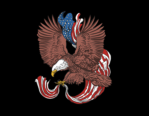 卡通老鹰图案美国国旗图案卡通动物印花素材T恤卫衣图案